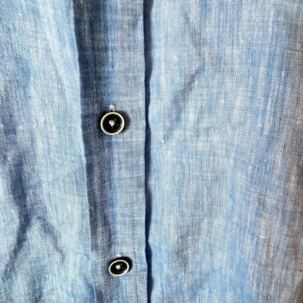 Banana Republic Men's Blue 100% Linen LS Button Front Shirt Size M